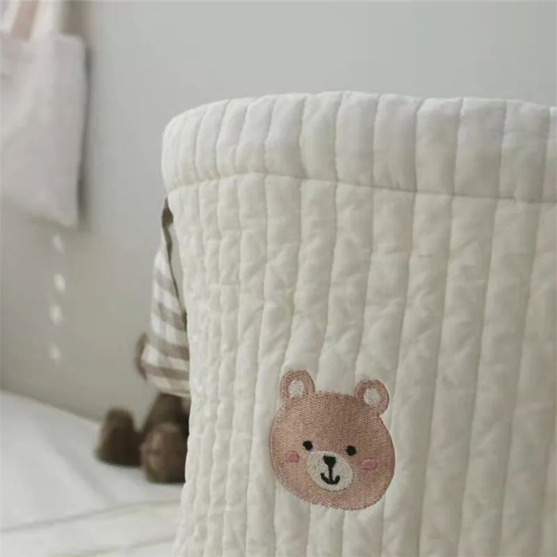 Personalized Name Cute Bear Storage Basket Embroidered Baby Storage Bag Clothes Storage Basket, Children's Toy Storage Bucket