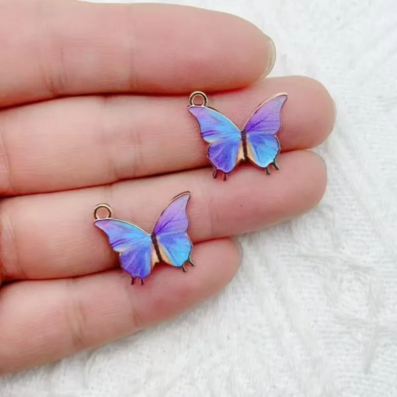 13pcs Cross border Hot selling European and American Fashion Accessories DIY Alloy Drip Oil Color Butterfly Accessories Single H view 2