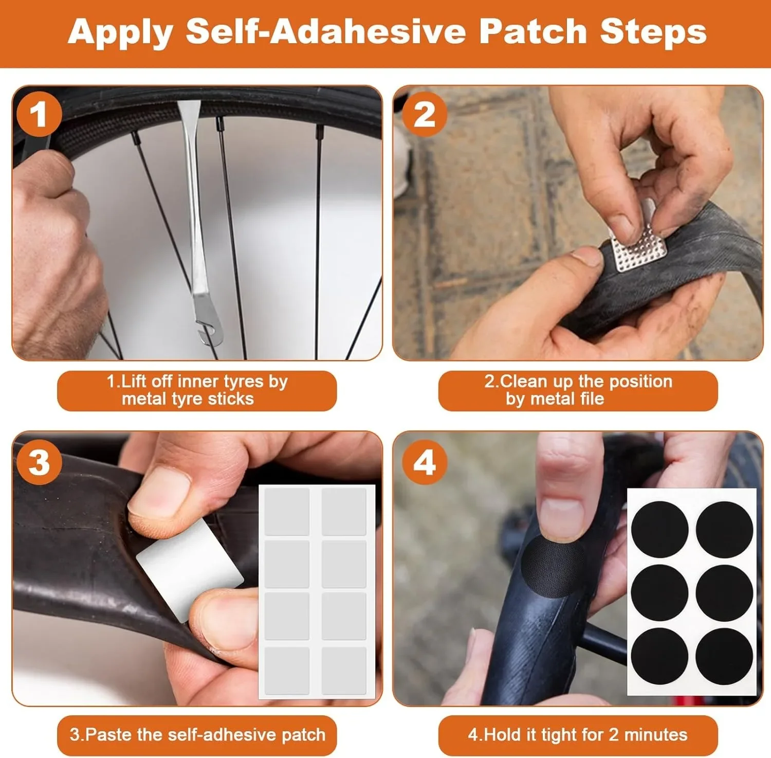 طقم إصلاح الإطارات العالمي - مجموعة رقعة احترافية وفلكنة للدراجات والدراجات النارية والأنبوب الداخلي للمركبات على الطرق الوعرة في حالات الطوارئ #4