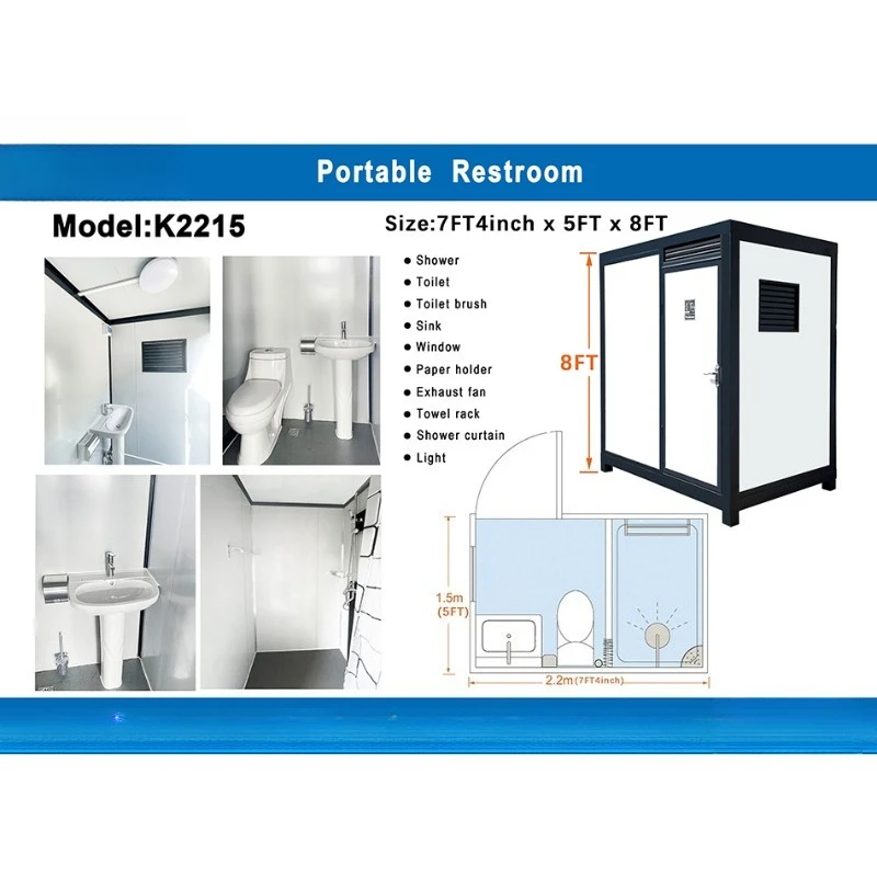Public Outdoor Bathroom Mobile Portable Container Toilet With Shower