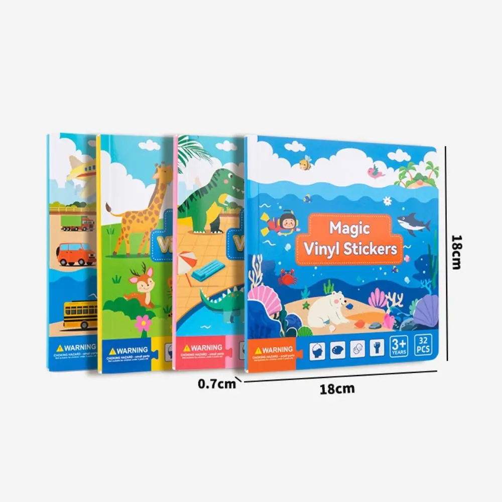 再利用可能な教育ステッカーブック想像力インタラクティブ DIY パズルステッカー動物オーシャンパズルマジックステッカーブック幼児