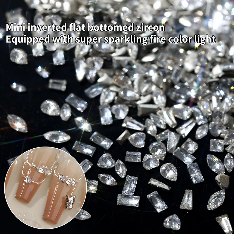 50 pz/set Mini strass per unghie a fondo piatto Glitter argento decorazioni per unghie in cristallo materiale fai da te accessori per ciondoli per Nail Art