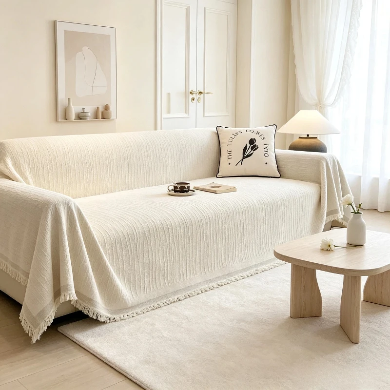 Living Room Four Seater Sofa Dust Cover Anti Cat Scratch Pad Blanket Integrated Sofa Cover Home Decoration