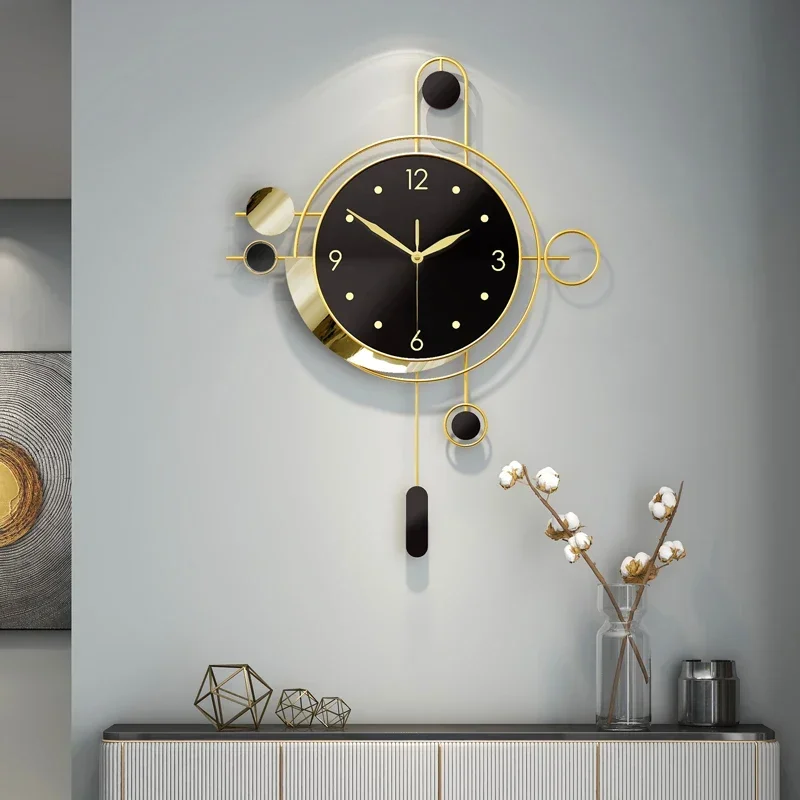 

Large Metal Wall Clocks Luxury Silent Creative Pendulum Clock Living Room Gold Watches Art Nordic Home Decoration for Bedroom