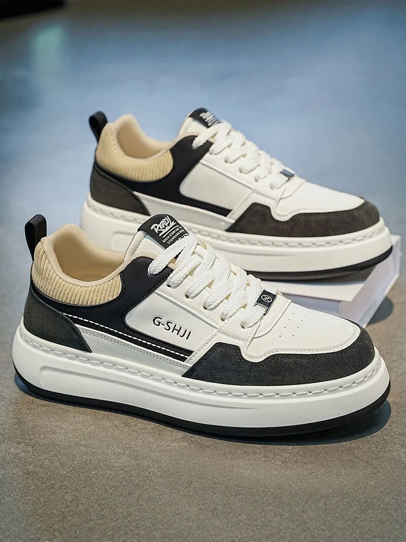 Men's Casual Sport Shoes Breathable Thick Bottom Heightening Spring Autumn Fashionable All-Match Leisure Board Shoes
