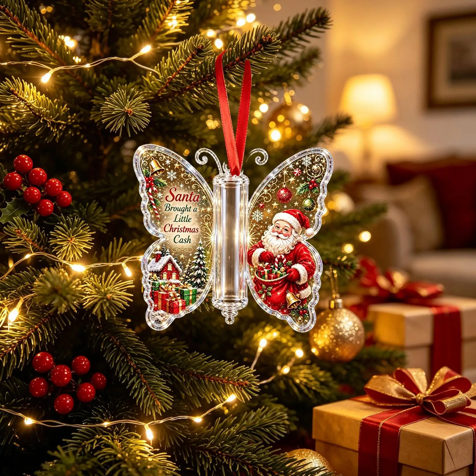 Cute Butterfly Shape Money Holder Christmas Ornament Christmas Gifts Envelopes Greeting Cards Christmas Decorations