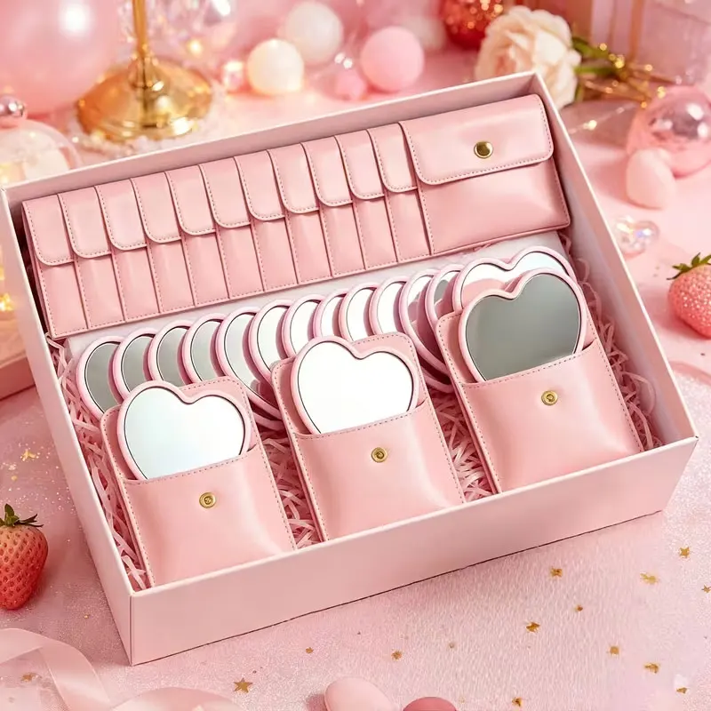24-Piece Mirror Gift Set (Including 12 Mirrors + 12 Gift Bags), Christmas Gift Set with Various Items, Makeup Mirror Set, Pu Leather Gift Bag/Cosmetic Bag, Party Gifts, Birthday Gifts, Holiday Gifts, Bridesmaid Gifts, Home Decorations (Excluding Gift Box)