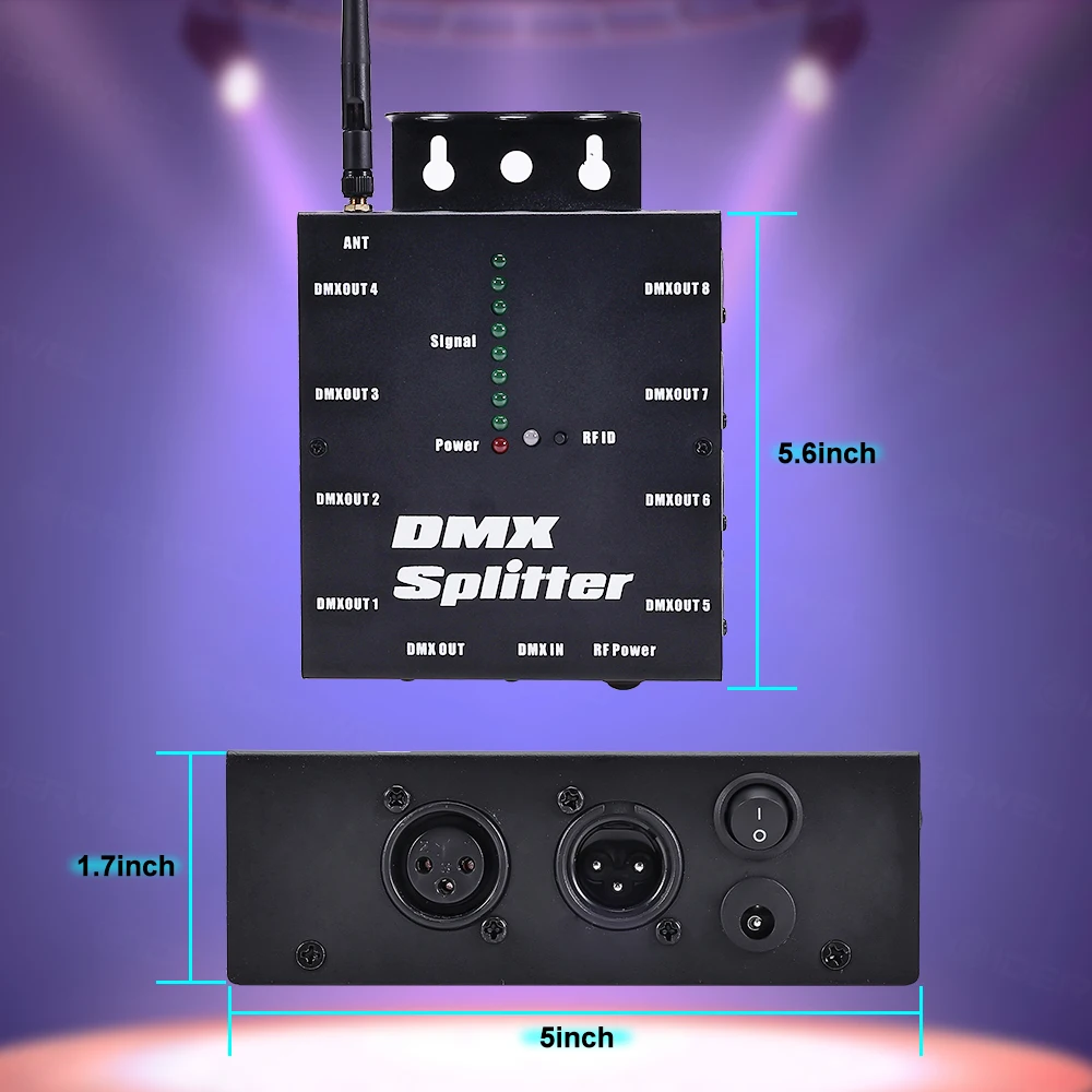 Imagem -05 - Função do Transmissor do Receptor sem Fio para a Música Dmx512 Splitter 8-way Isolado com Distância 2.4g Club dj Disco Party Light