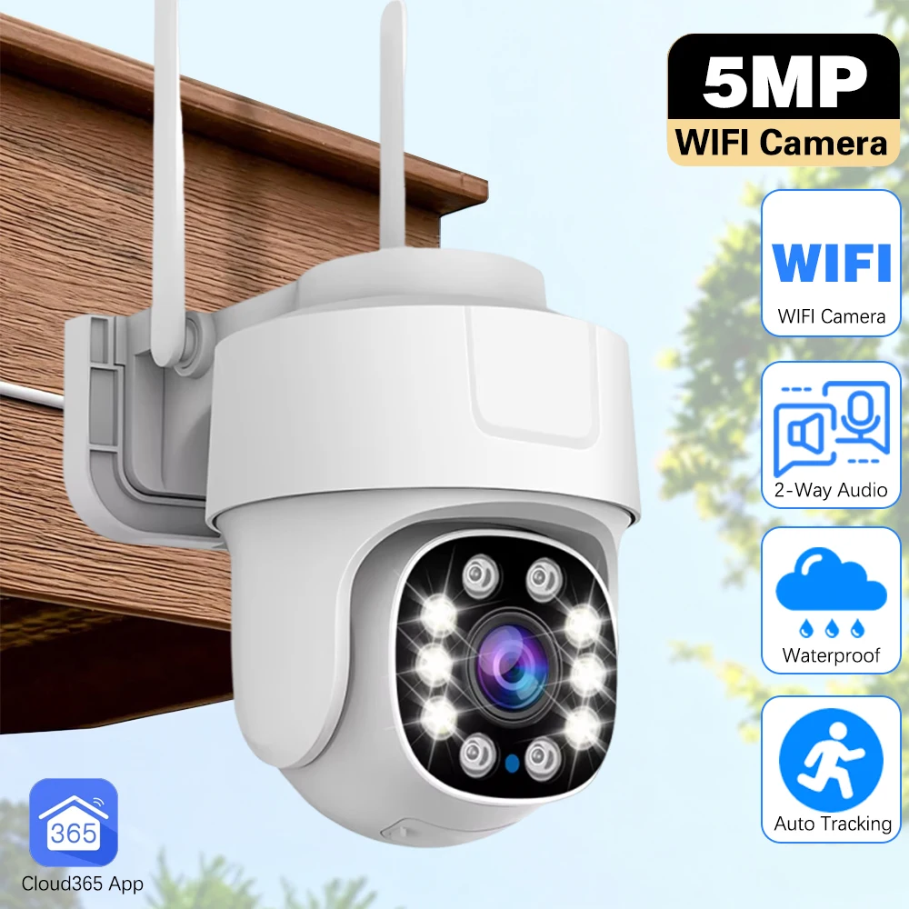 

Wifi PTZ Camera Smart Outdoor Home Security Video Surveillance 5MP Wireless IP Cameras AI Automatic Human Tracking Cloud365 App