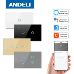 Tuya Israel AU WiFi Smart Wall Switch 1/2/3/4 Gang Light Switch Smart Touch Sensor Smart Home Work with Alexa Google Home