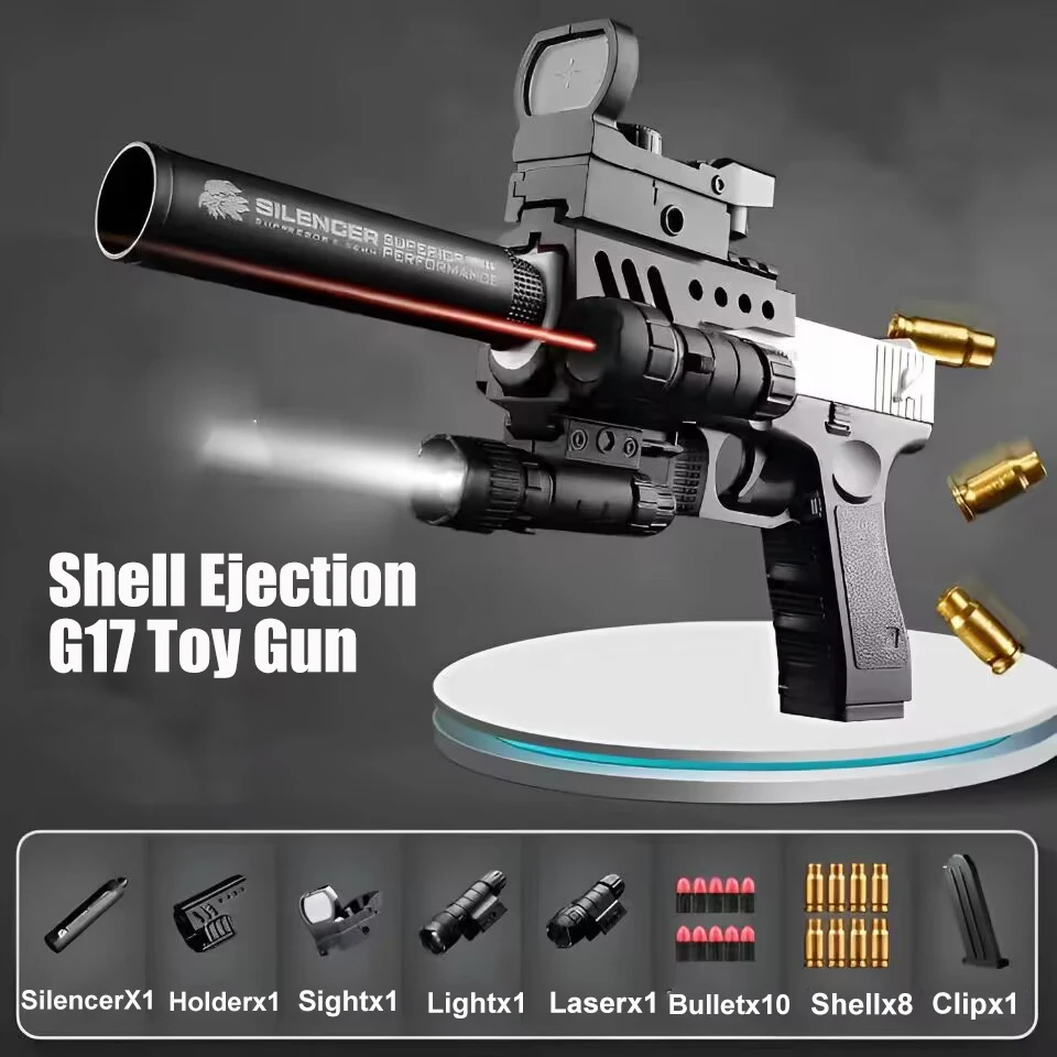 Desert Eagle G17 Soft Bullet Toy Gun Shell, Pistolet Airsoft à éjection, Lanceur en mousse pour enfants, Armes de jeux de tir CS, Cadeau pour garçons