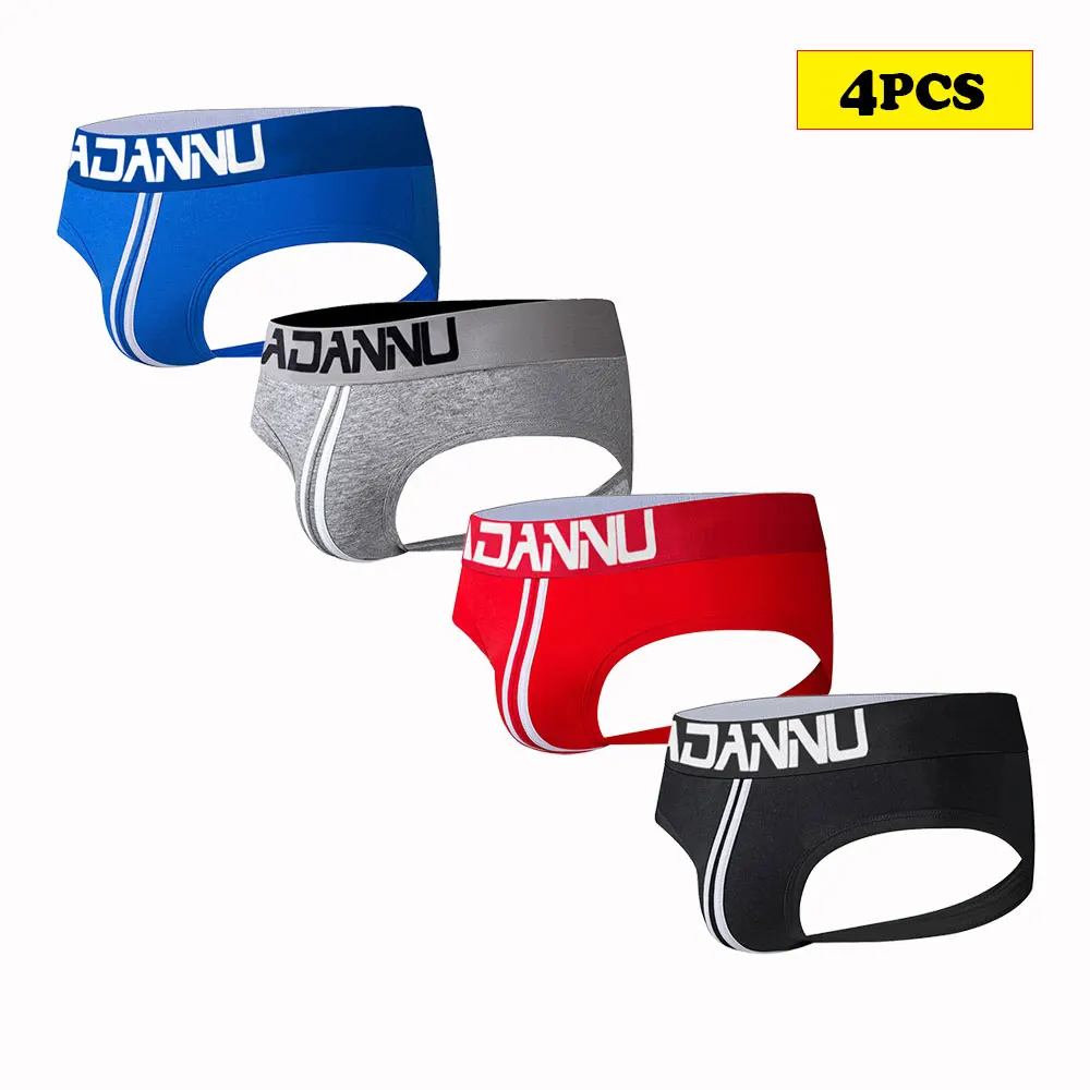 

4PCS Men Underwear Sexy Jock Straps Calzoncillos Tanga Hombre G-string Thongs Gay Briefs Sexy Jockstrap