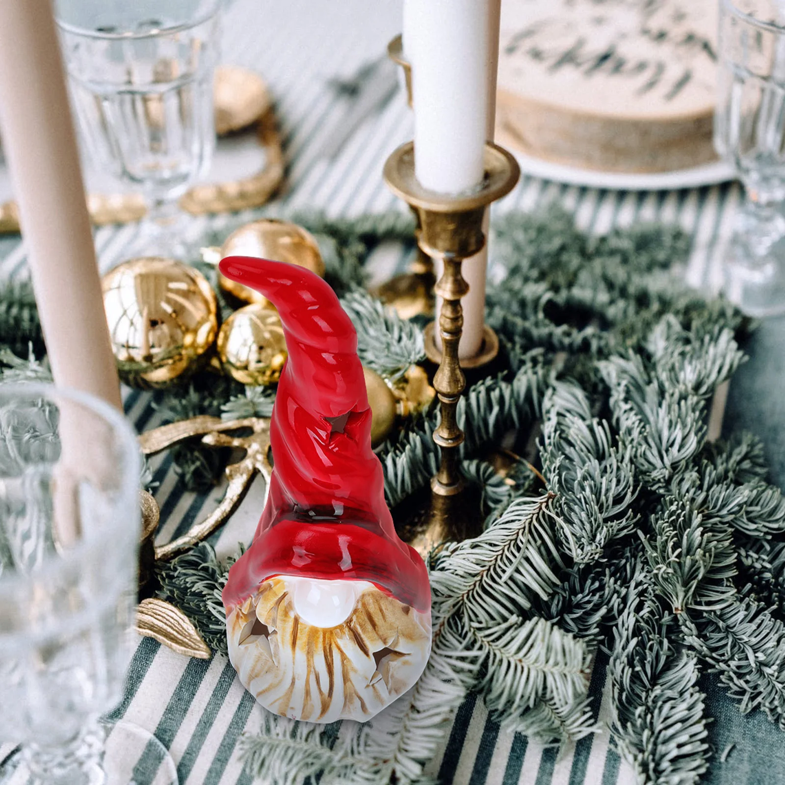 

1Pcs Retro Christmas Ceramic Small Ornament Luminous Xmas Desktop Decor Christmas Party Craft Luminous Xmas Ornament