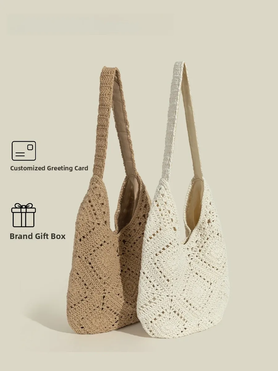 

Sanxi Bird Casual Summer Hollow out Woven Single oulder Crossbody Bag Women's Vaion Sle Underarm Bag Large Size