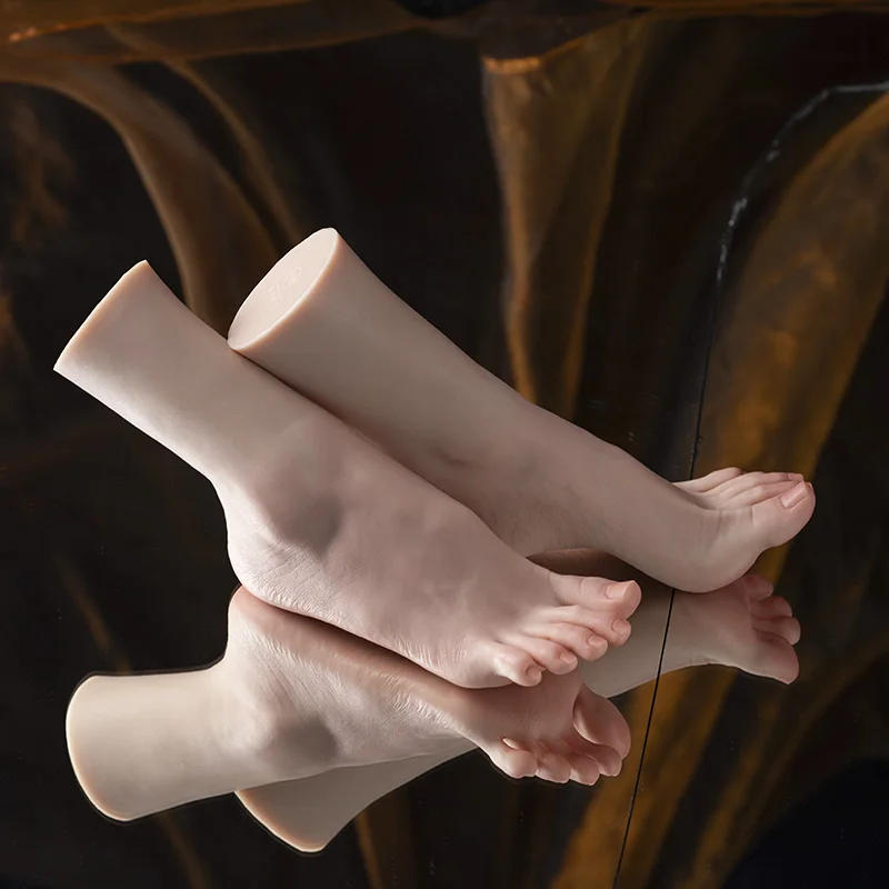 Female Silicone Foot Model Nail Art Tool J4300 Lifelike Mannequin Foot With Visible Blood Vessels For Toe Nail Practice Display