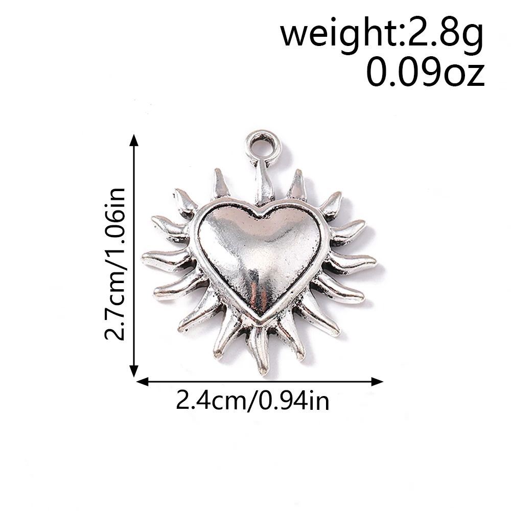 Leslie 10 Stück Vintage Flammen-Heiliges-Herz Talisman-Anhänger aus Legierung, Dornen-Heiliges-Herz-Anhänger für DIY-Schmuckherstellung – Detail 7