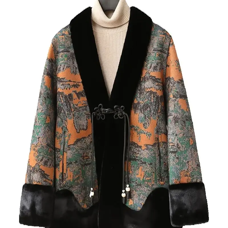 Abrigo de mamá, elegante para mujer, piel de visón, piel para personas de mediana edad y mayores, piel de visón dorada, abrigo de abuela