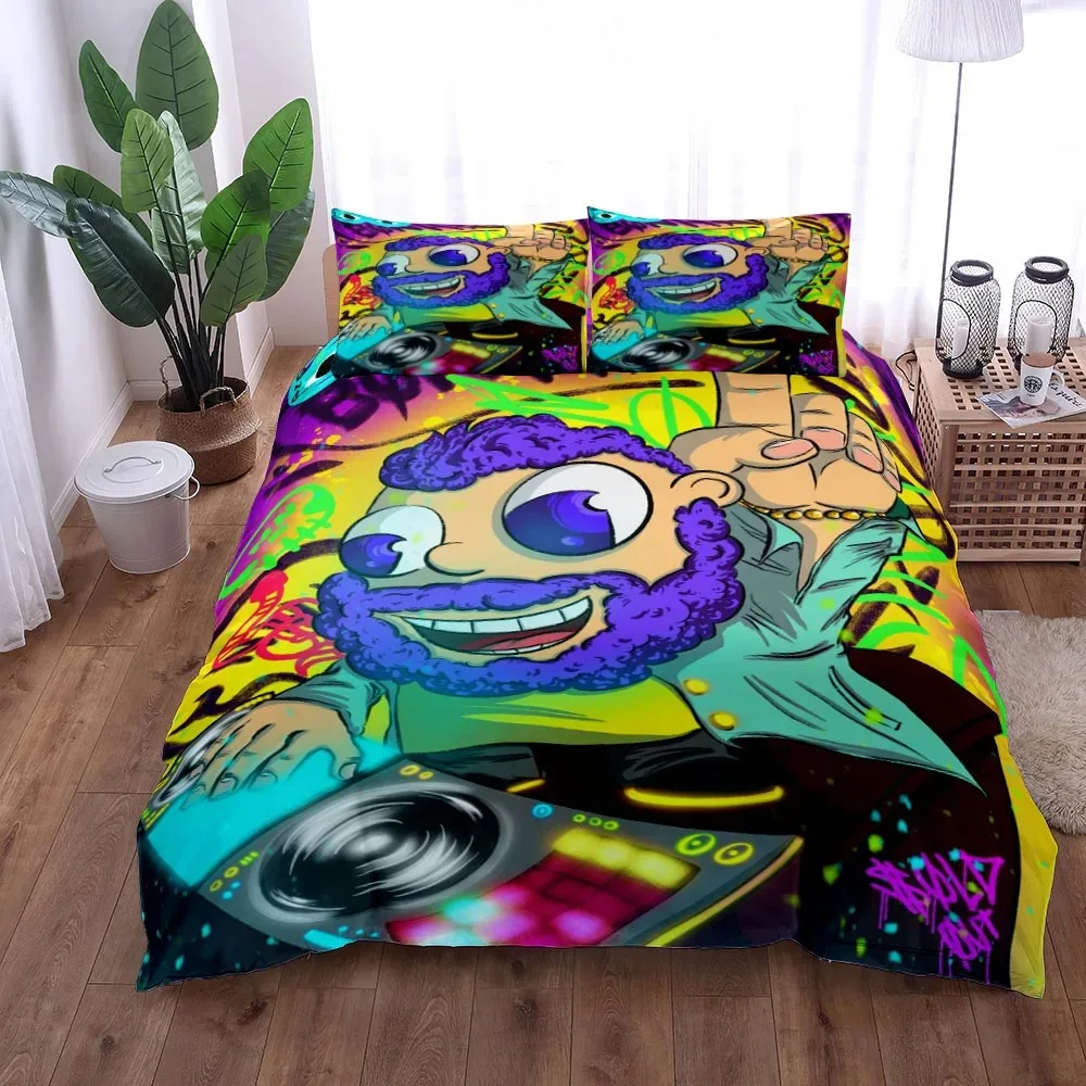 2024 Doodle Monster Party Duvet Cover Set King Queen Double Full Twin Single Size Bed Linen Set