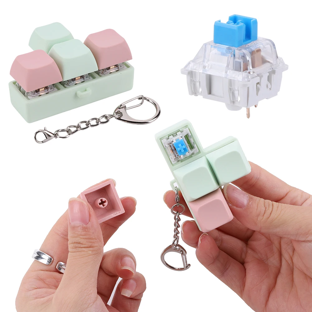 

Keyboard Clicker 4-Button DIY Sensory Fidget Keyring Mechanical Keyboard Axis Tester Finger Calming Keychain for Kids Adults