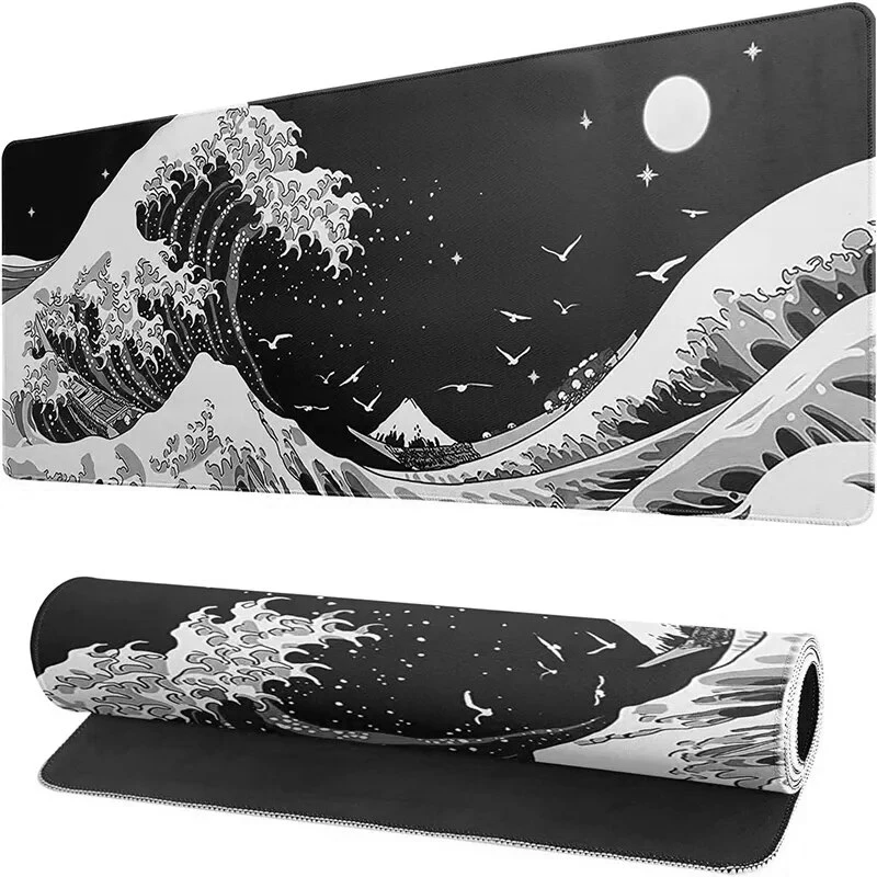 Japan Grey Waves Mouse Pad Gamer Home Custom Computer HD Mousepad XXL Mechanical Keyboard Pad Carpet Non-Slip Office Mouse Mats