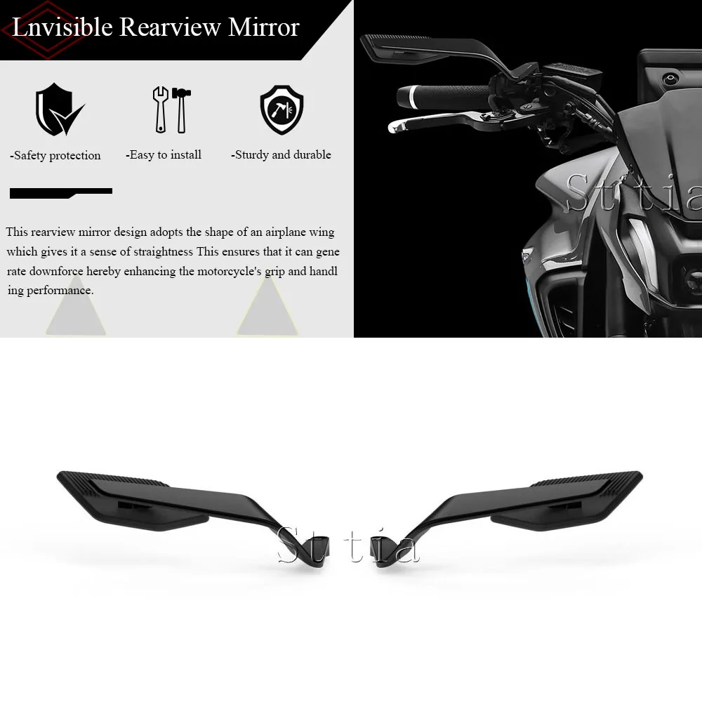 

New 2025 Motorcycle Aluminum Rearview Mirror Fit For YAMAHA MT-03 MT-07 MT-09 MT-10 2013-2024 Wind Wing Rear View Mirrors
