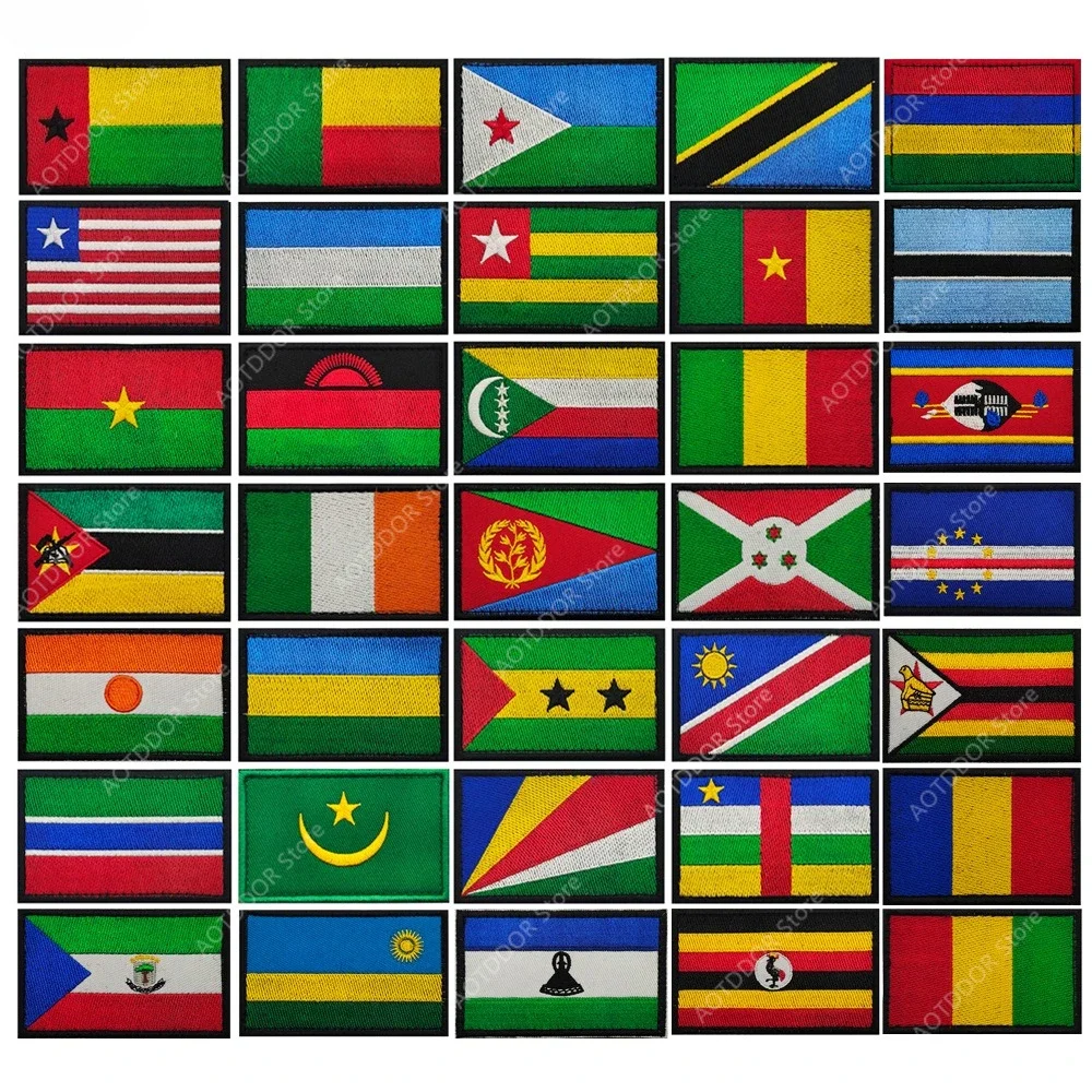 Bulgaria Marruecos Sud Ghana África Egipto Tanzania Ruanda Ouganda Mauricio Argelia Guinea África Central Parches de bandera bordados