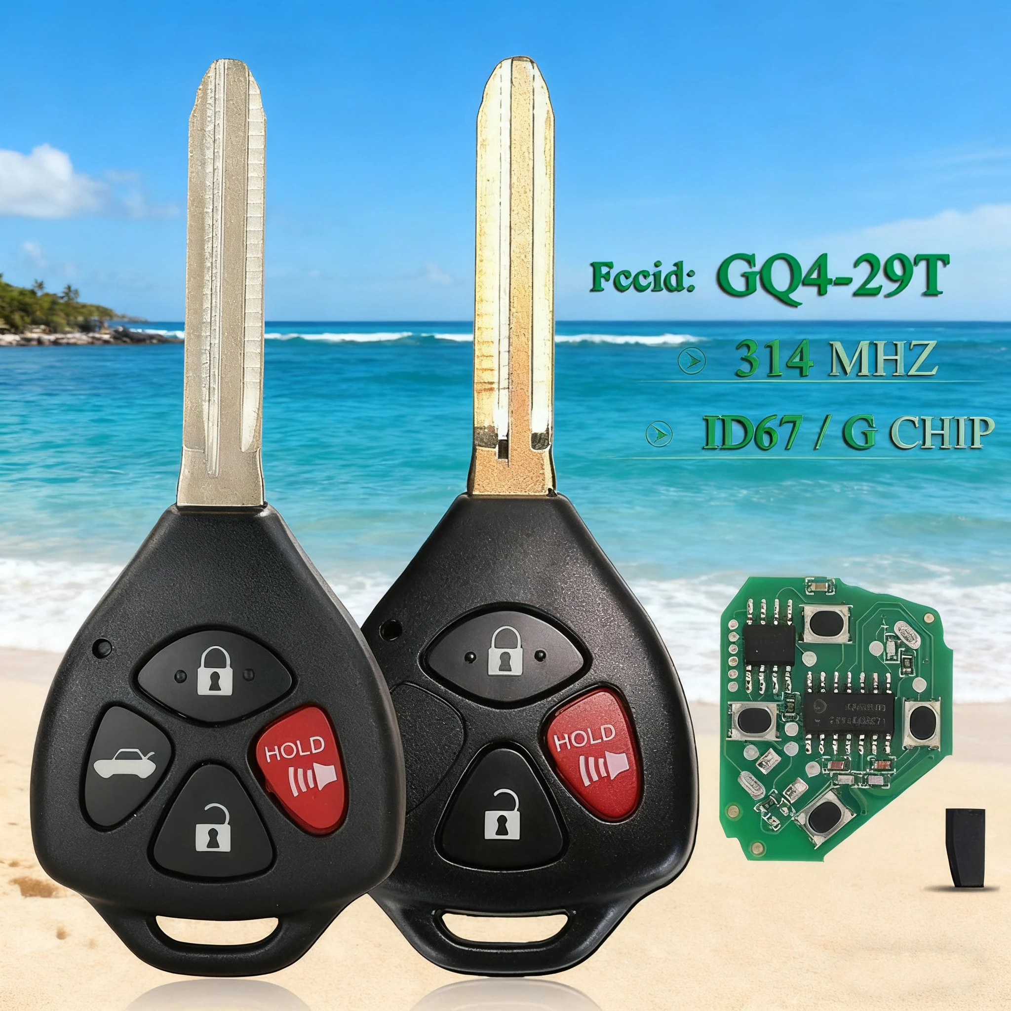 

jingyuqin GQ4-29T 314Mhz ID67/G Chip 3/4 Buttons Remote Car Key For Toyota USA Corolla Matrix 2008-2010 Pontiac Vibe Fob TOY43