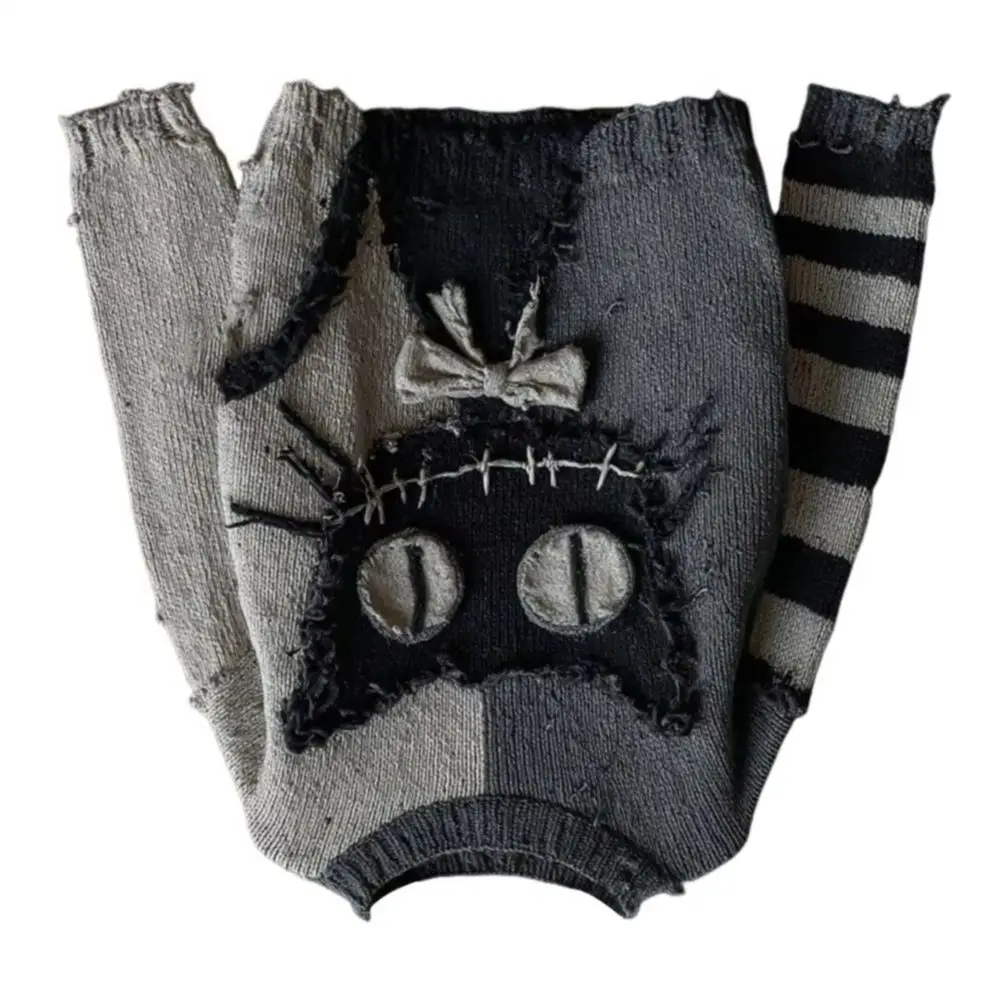 

Женский свитер с 3D-цифровой печатью и принтом «Страшное лицо» на Хэллоуин, вязаный свитер с пэчворком, верхняя одежда для женщин, 80% хлопок