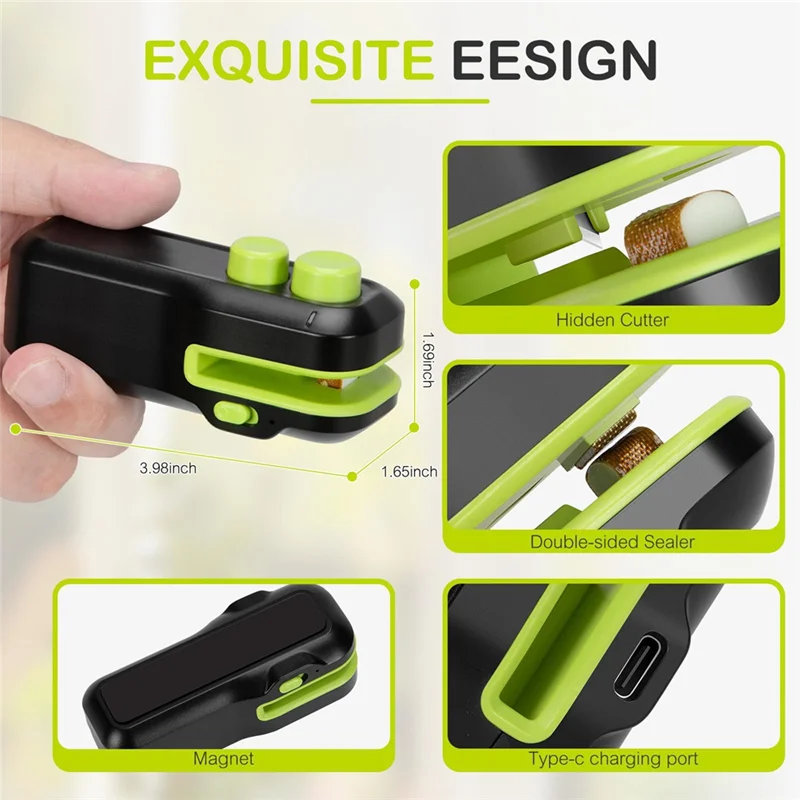 BAAN-미니 백 실러 - 칩 백 실러 히트 실러(커터 및 자석 포함), 휴대용 미니 실링 기계