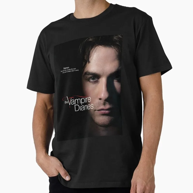 gambar ian cover somerhalder make drama Retro The Vampire Diaries Graphic T‑Shirt Unisex Y2K Streetwear Casual Tee Tops S-6XL