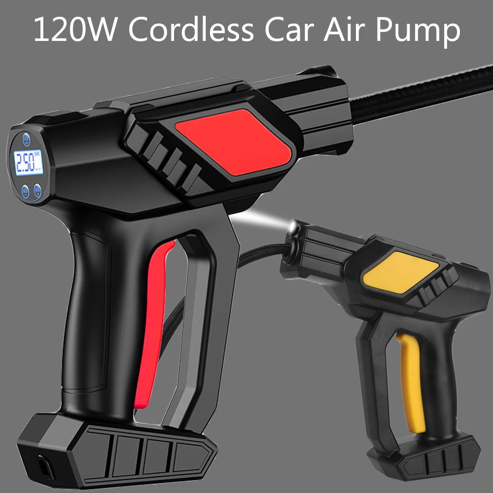 Digital Tire Air Pump With LED Flashlight Tire Pressure Test 120W Car Air Compressor Cordless Inflator