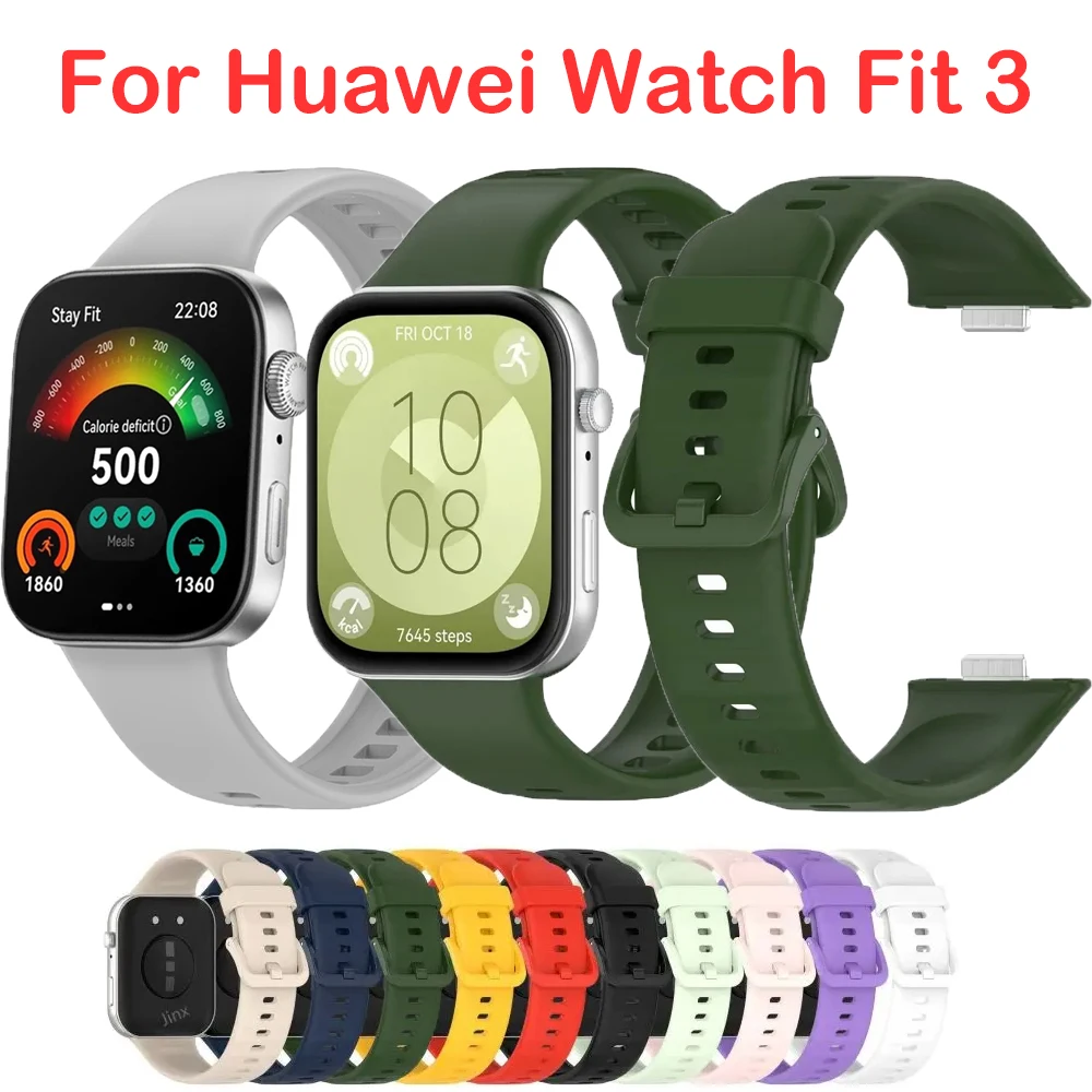 Per Huawei Fit cinturino in Silicone a 3 cinturini cinturino sportivo solido cinturino impermeabile per Huawei Watch Fit 3 Correa Wristband Accessory