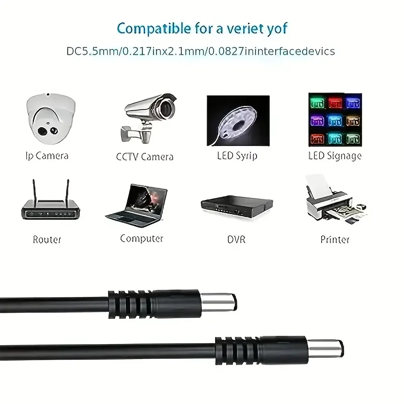 DC 12V male to male cable Power supply cord 5.5 x 2.1mm Male CCTV Adapter Connector Power Extension Cords 1M/3M/5M/10M