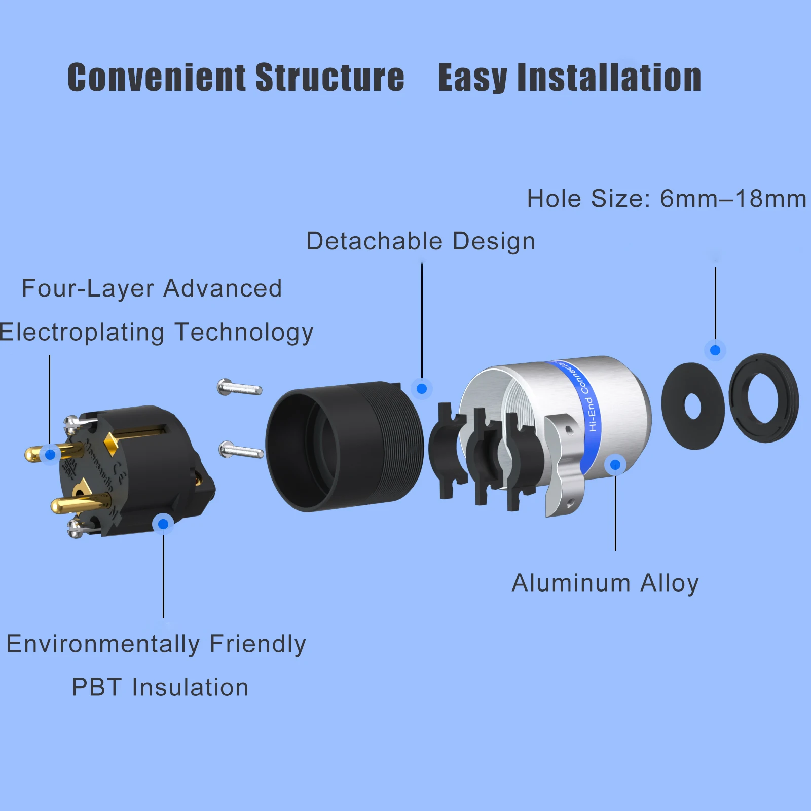 Monosaudio ue schuko plugue de alimentação cobre puro 24k ouro ródio conector cabo alta fidelidade áudio adaptador tomada alimentação da ue e106/f106