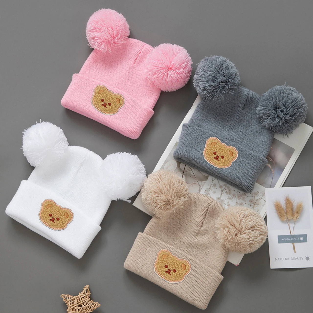 Double Pompom Beanies Winter W - Knit Beanie Hat Warm review and price