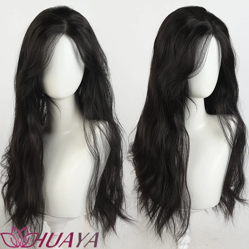 Synthetic Fiber Middle Part Water Wave Hair Topper withNaturalScalp, Seamless Fluffy Design to Cover Gray Hair & Add Hair Volume