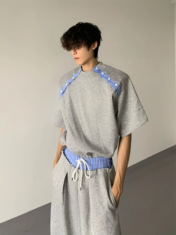 

Мужской комплект Cleanfit Color Blo с подплечниками и широкими брюками из смесового хлопка, полиэстера и эластана