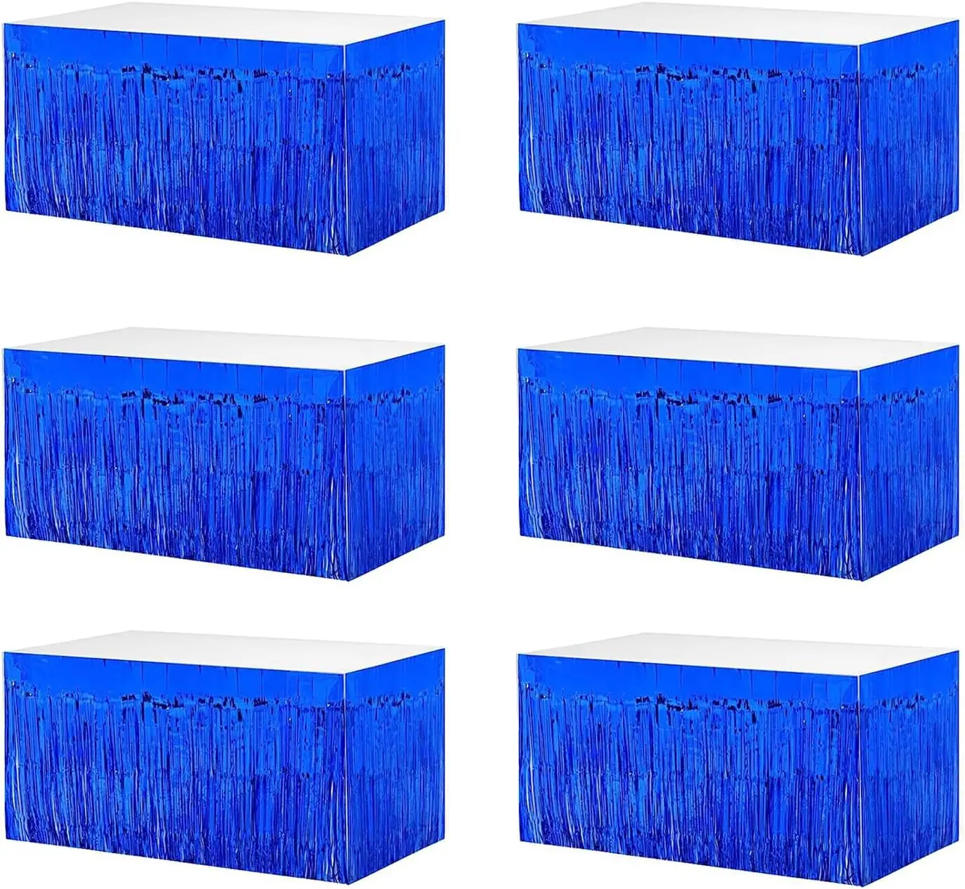

6-Pack Metallic Fringe Table Skirts 9ft x 29.5in, Tinsel Backdrop for Party Decor