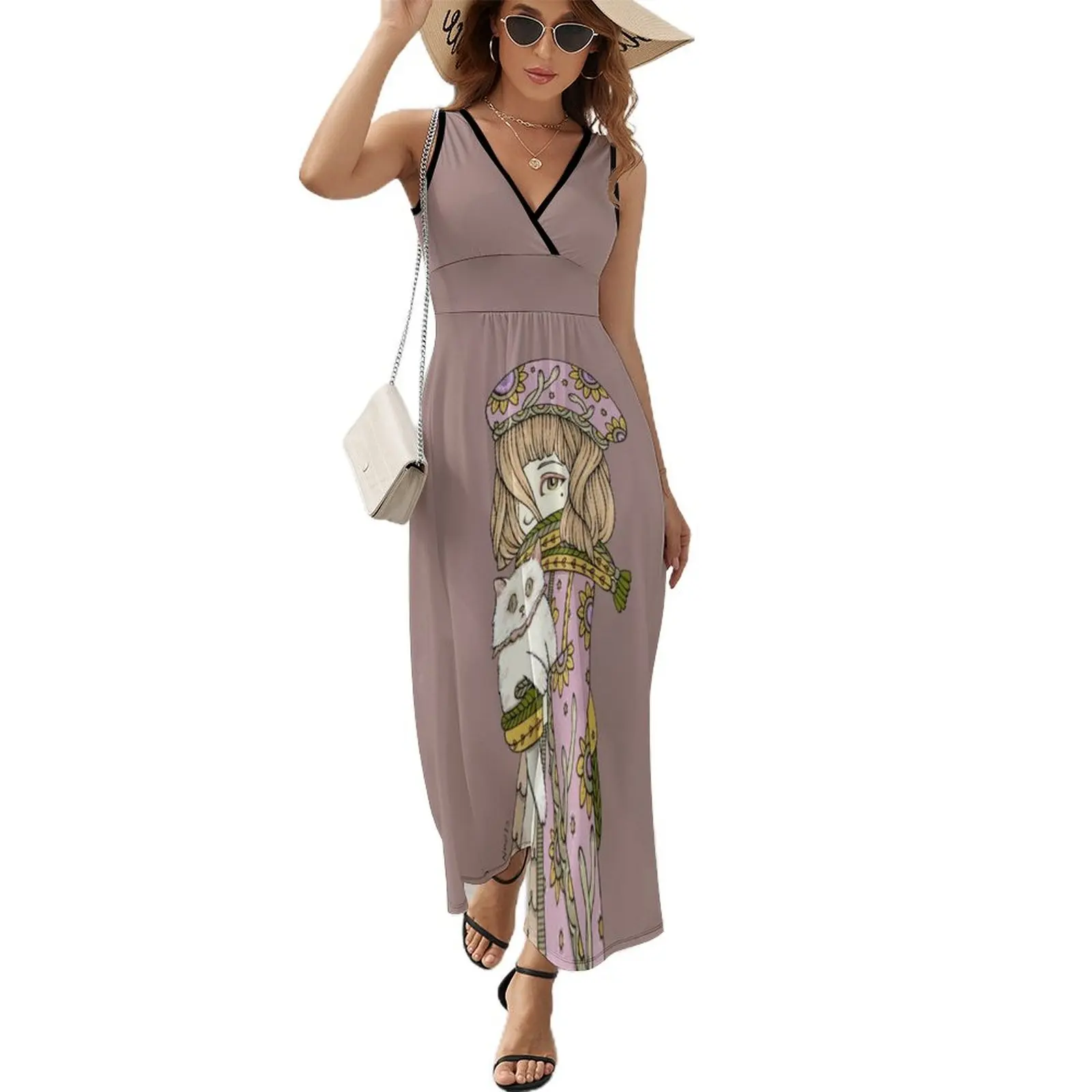 

Pecan Mallow Sleeveless Dress Women's summer long dress Dresses for wedding party