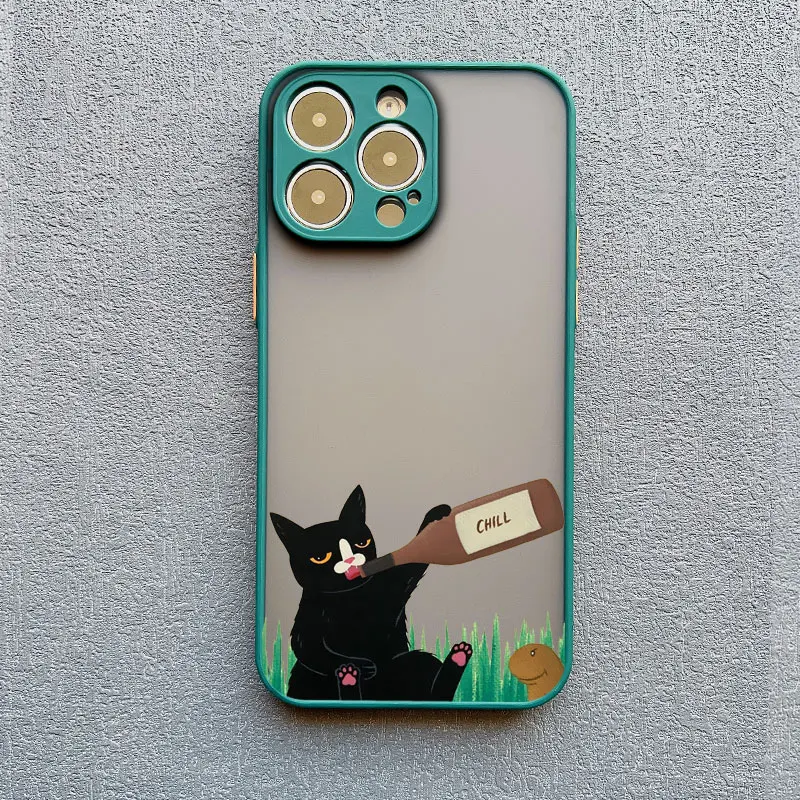 Dunkle lustige Cartoon-Katze, lustige Handyhülle für iPhone 16 14 13 12 11 15 17 Pro Max X XR XS 12 13 Mini 14 15 Plus Tierhüllen – Detail 7