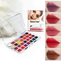 28 Colors All-In-One Lip Gloss Lipstick Waterproof Sweatproof Blush Eyeshadow Longlasting Professional Lipsticks Palette Makeups