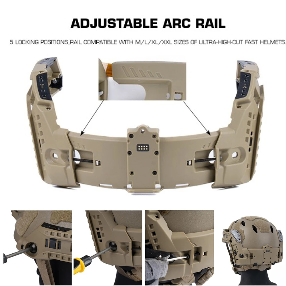 Casco táctico ARC Rail modular con caja de batería para caza y Airsoft