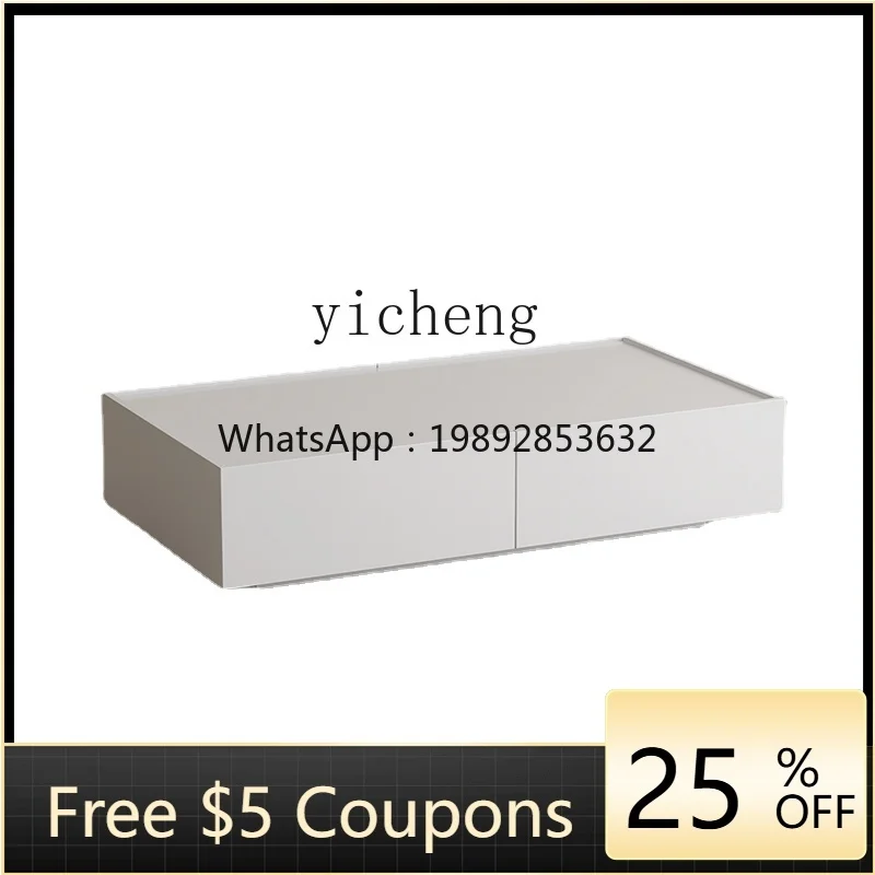 

Tqh Square Cloud Tea Table Solid Wood Household Small Apartment Rectangular Simple White Coffee Table TV Cabinet