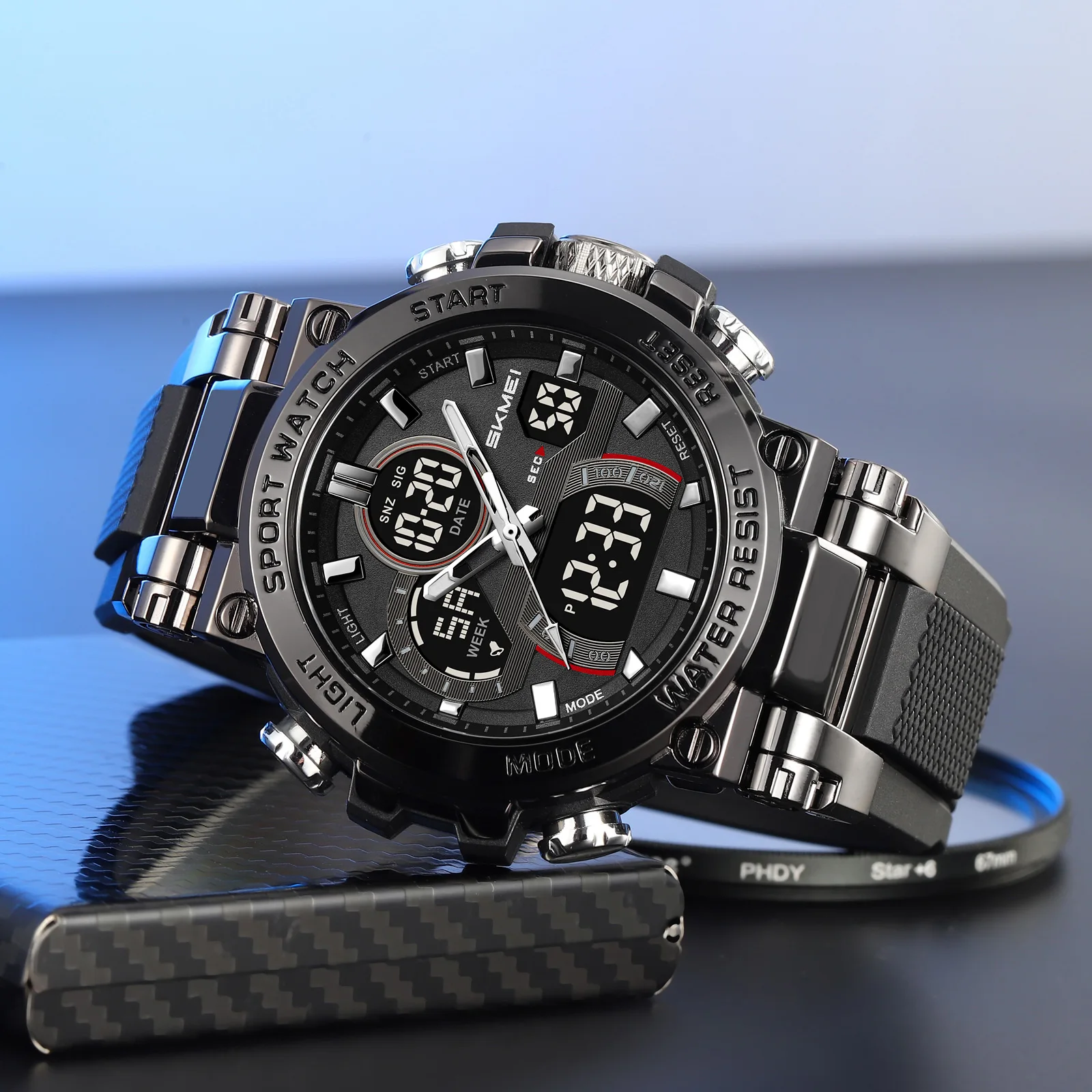 SKMEI 2500 Men's Digital Wristwatch Outdoor Sport Watches For Man 3Time Clock 50M Waterproof Countdown Timer Man Watch Week Date