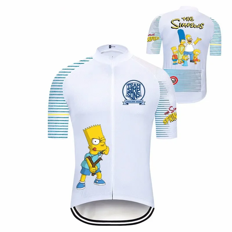 The Simpsons Cycling Clothing Fashion Trendy Bicycle Short Sleeve Suit Cartoon Anime Breathable Sweat Wicking Road Bike Apparel