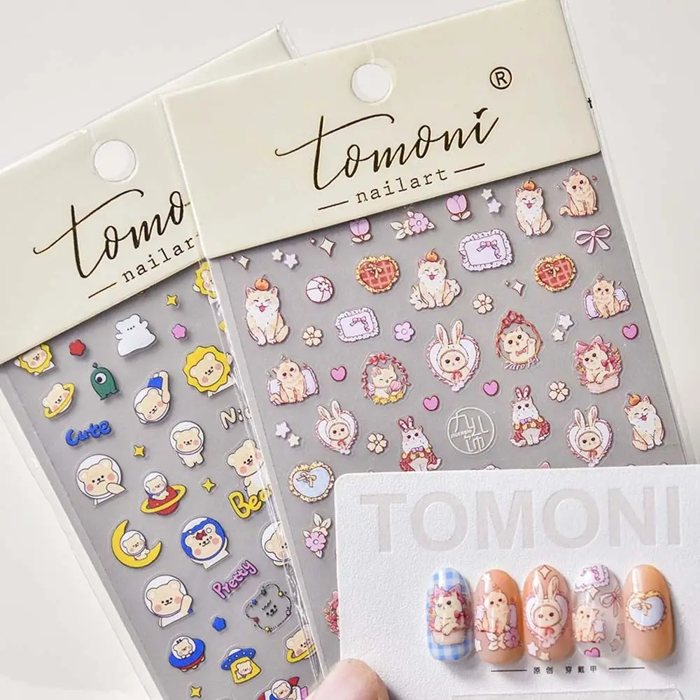 Nail Art Decoration Cartoon Bear Nail Stickers DIY Nail Charms Nail Accessories Animal Rabbit Nail Decals Bowknot