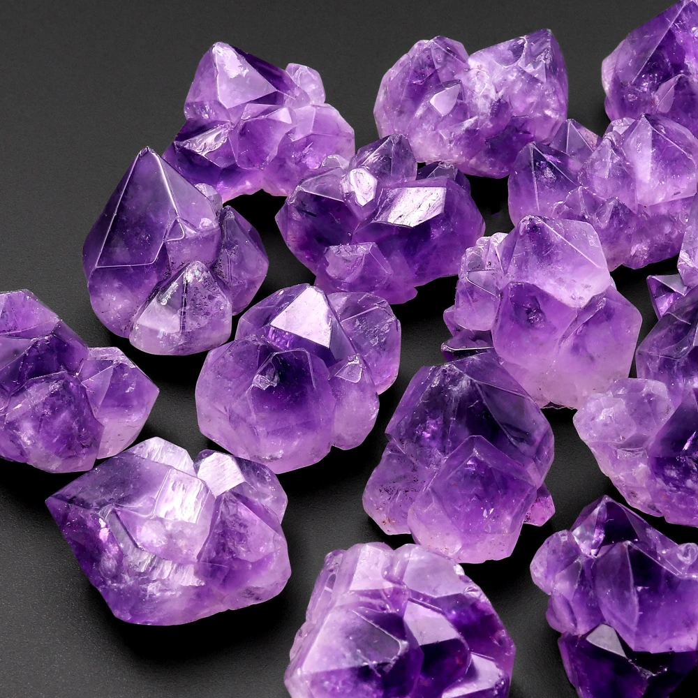 Natural Amethyst Flower Bud Cluster Raw Stone Mineral Crystal Collection Home Desktop Decor Ins Style