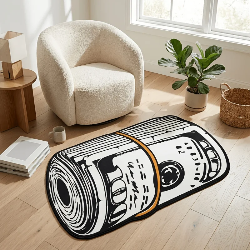 VIKAMA Money Roll Irregular Rug Funny Dollar Cash Print Non Slip Floor Mat For Bedroom Dorm Room Hip Hop Home Decor