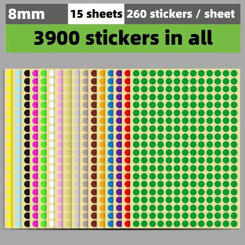 

8mm Colored Dot Sticker Round Self-adhesive Label Paper Handwritten Paste DIY Handmade Stickers