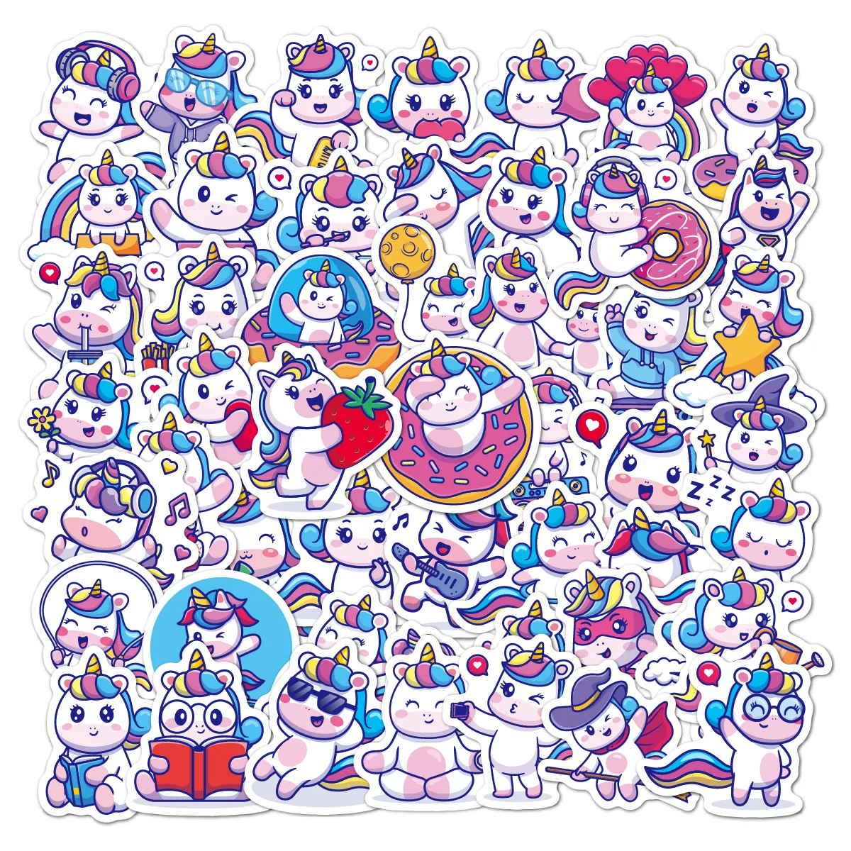 

Cute Unicorn Stickers 50pcs Ins Kawaii Hand Account Supplies DIY Phone Case Stickers for Girls Kids Students